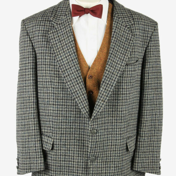 Harris Tweed Vintage Blazer Jacket Check Country Weave Grey Size XL