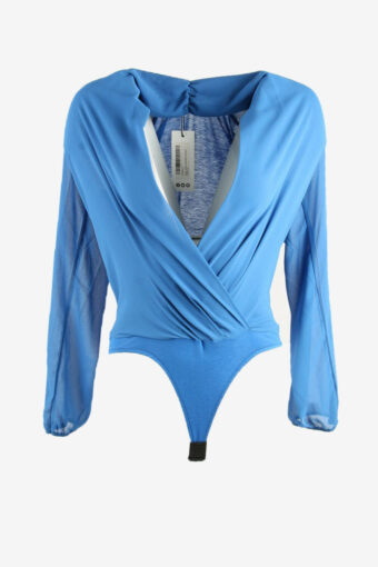 Ladies Stecrh  Long Sleeve V Neck Sexy Party Coktail Blue Size S