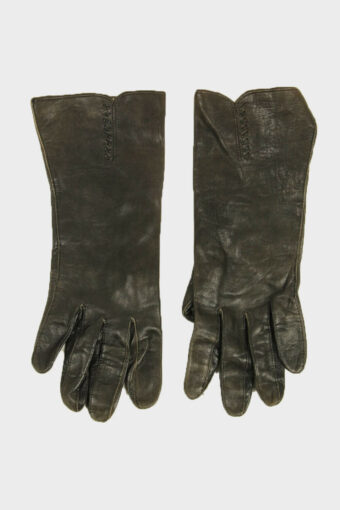 Leather Gloves Vintage Lined Soft Winter Elegance Retro 90s Black Size S
