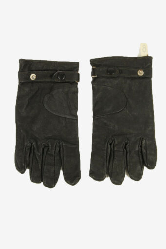 Leather Gloves Vintage Lined Warm Winter Casual Retro 80s Black Size M
