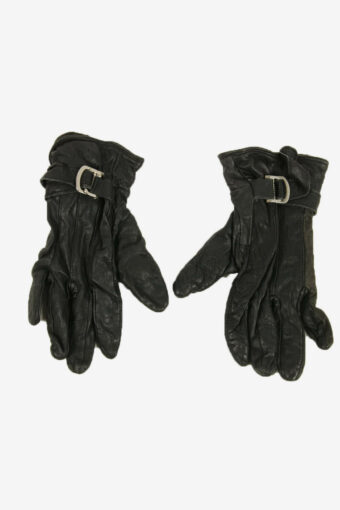 Leather Gloves Vintage  Lined Warm Winter Casual Retro 80s Black Size S
