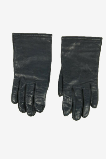 Leather Gloves Vintage Lined Warm Winter Elegance Retro 80s Navy Size L