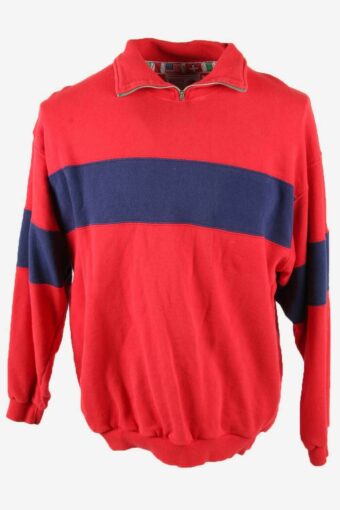 Marwin Sports Sweatshirt Top Vintage Zip Neck Retro 90s Red Size M