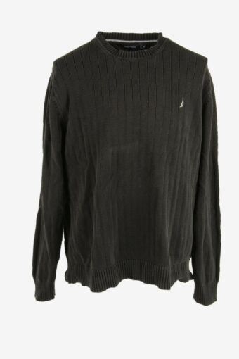 Nautica Jumper Vintage Pullover Crew Neck Sweater 90s Black Size XL