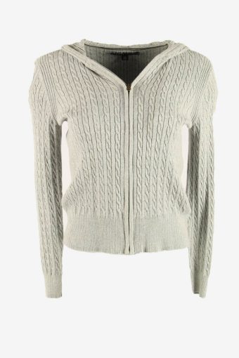 Tommy Hilfiger Plain Sweater Hooded Vintage Jumper V Neck Grey Size S