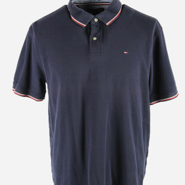 Tommy Hilfiger Polo Shirts Short Sleeve Top Vintage 90s Men Navy Size XL