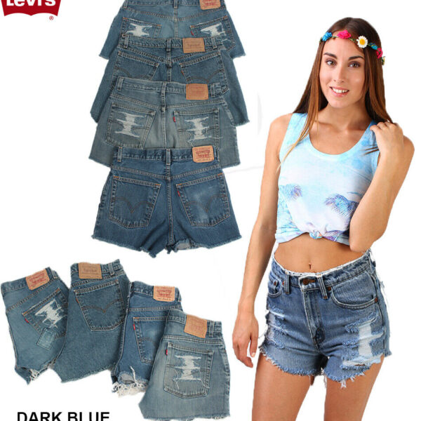 Levis High Waisted Ripped Shorts Frayed Women