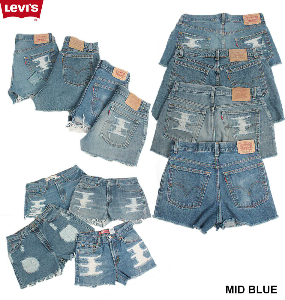 Levis High Waisted Ripped Shorts Frayed 