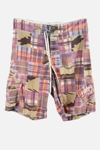 Vintage Beach Loud Bermuda Holiday Hawaiian   Check Shorts Multi Size S