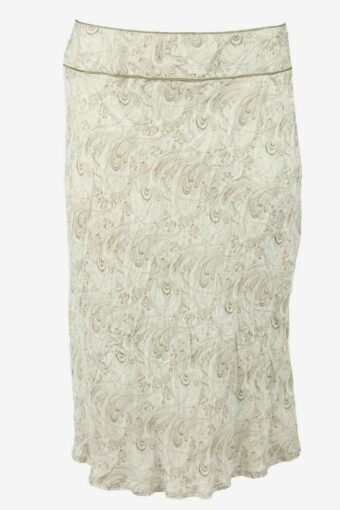 Vintage Cyrillus 100% Silk Long Skirt Retro 90s Beige Size UK 16