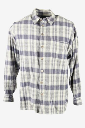 Vintage Flannel Shirt Check Long Sleeve 90s Retro Purple & White Size S