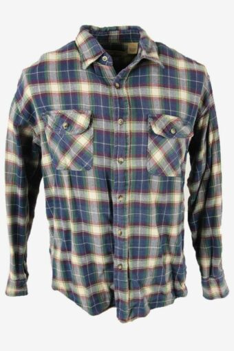 Vintage Flannel Shirt Check Long Sleeve Button Up 90s Multicoloured L