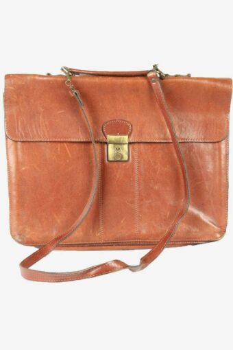 Vintage Leather Case Bag Work Meeting Shoulder Hand Retro 90s Brown