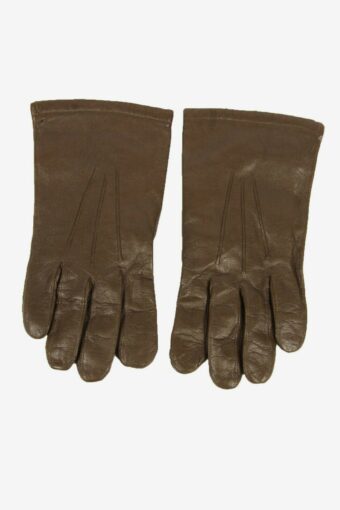 Vintage Leather Gloves Lined Soft Smart Winter Retro 90s Brown Size M