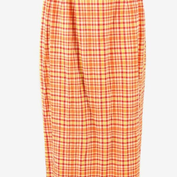 Vintage Long Skirt Check Belt Loops Retro 90s Orange Size UK 12
