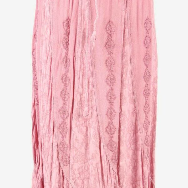 Vintage Long Skirt Embroidered Elasticated Waist 90s Pink One Size