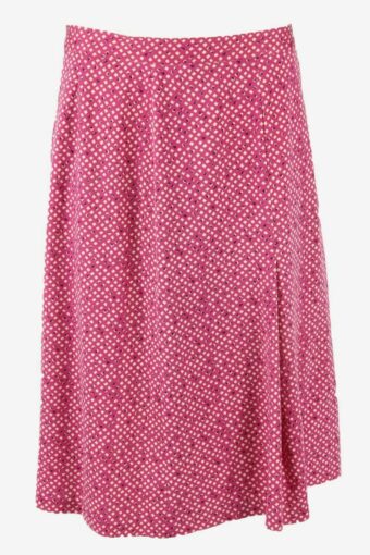 Vintage Long Skirt Patterned Lined Zip Closure 90s Hot Pink Size UK 18