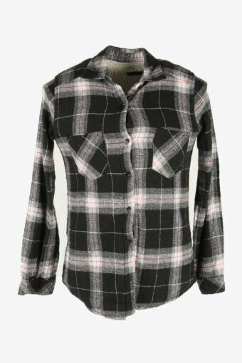 Vintage Lumberjack Jacket Fleece Lined Flannel Button Up Black Size S