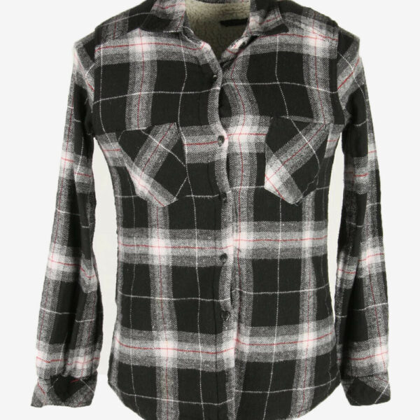 Vintage Lumberjack Jacket Fleece Lined Flannel Button Up Black Size S