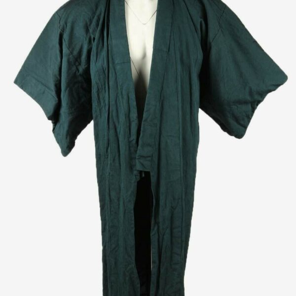 Vintage Mens Authentic Japanese Kimono Plain Robe Full Length 70s Teal
