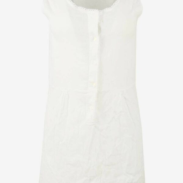 Vintage Sleeveless Slip Dress Mesh Lace Nightdress Retro 90s White S