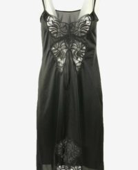 Vintage Spaghetti Strap Slip Dress Satin Lace Nightdress 90s Black L