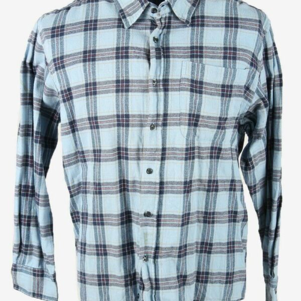 Watsons Flannel Shirt Check Vintage Long Sleeve 90s Retro Blue Size XXL