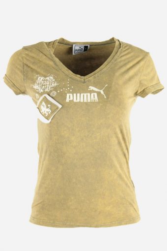 Women Puma T-Shirt Tee Short Sleeve Sports Vintage Multicolared Size S