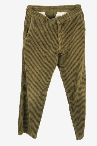 Corduroy Cord Trousers Vintage Relaxed Fit Casual Khaki Size W30 L27