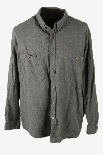 Faded Glory Flannel Shirt Plain Vintage Oversized 90s Grey Size 2XL