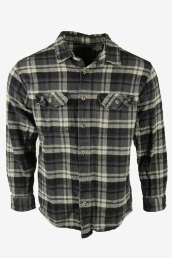 Field & Stream Flannel Shirt Check Vintage Long Sleeve 90s Retro Grey L