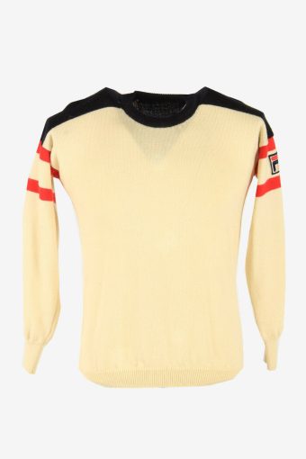 Fila Plain Sweater Vintage Jumper Crew Neck Retro 90s Multi Size M