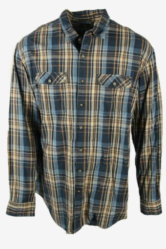 G.H. Bass & Co Flannel Shirt Check Vintage Oversized 90s Navy Size 2XL