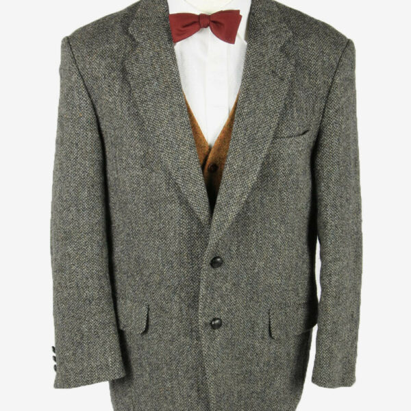 Harris Tweed Vintage Blazer Jacket Herringbone Country Weave Grey Size L