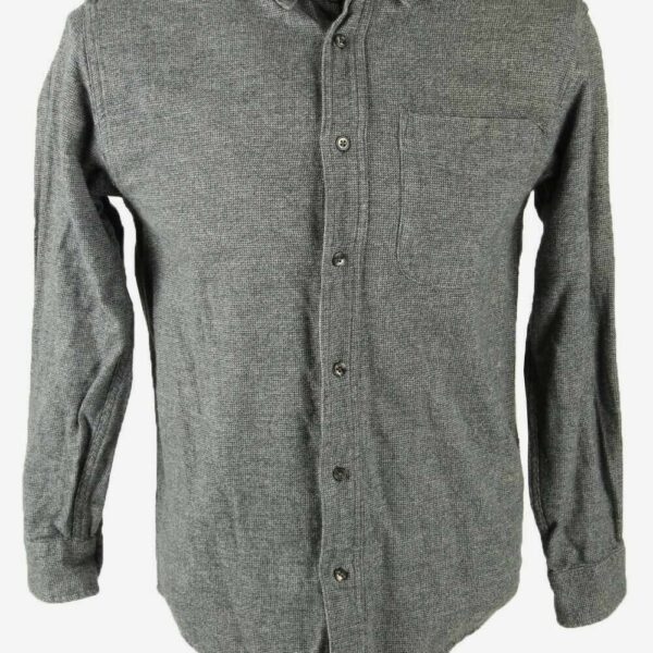 Knight Bridge Flannel Shirt Plain Vintage Long Sleeve 90s Grey Size S