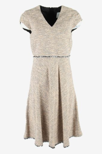 L.K Bennet London Vintage Midi Dress No Pattern V Neck 90s Multi Size S