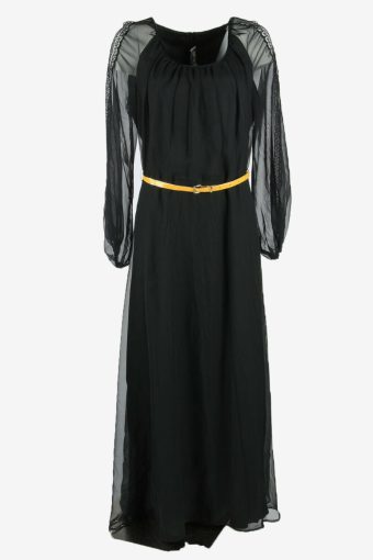 Lace Maxi Dress Vintage Round Neck Wedding Tall Retro 90s Black Size M