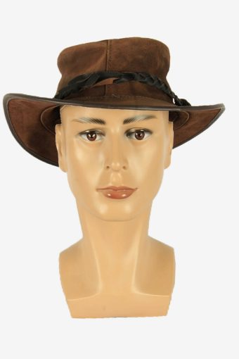 Leather Cowboy Hat Vintage Western Fedora Aussie Style 80s Brown Size XL