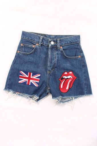 Levi’s 501 Women Denim Shorts Rolling Stones Lips Vintage Size W26