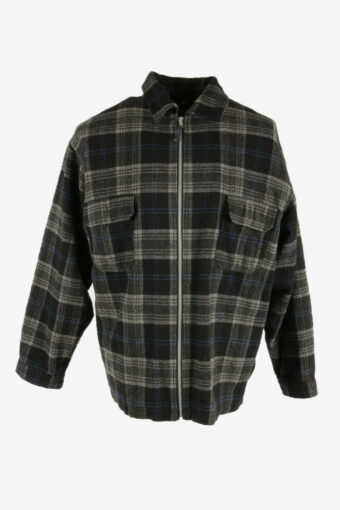 Lumberjack Jacket Vintage Lined Flannel Zip Up 90s Dark Grey Size L