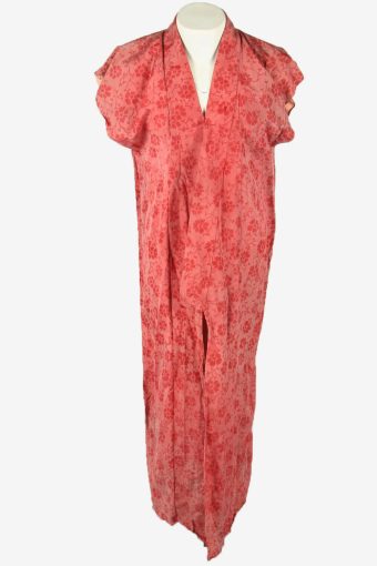 Original Japanese Kimono Vintage Floral Robe Full Leng Retro 70s Pink