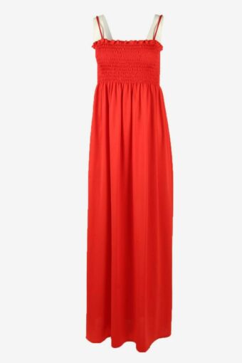 Plain Maxi Dress Vintage Elastic Chest Spagetti Strap 90s Red Size UK 16