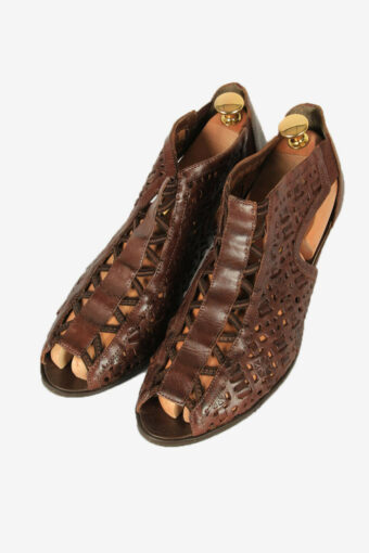 Vintage Acadie Sandals Shoes Leather Design Retro 80s Brown Size UK 7