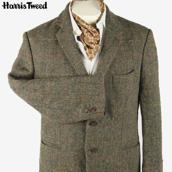 Vintage Harris Tweed Blazer Jacket Windowpane Country Grey Size M