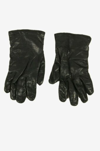 Vintage Leather Gloves Genuine Lined Warm Winter Retro 90s Black Size L