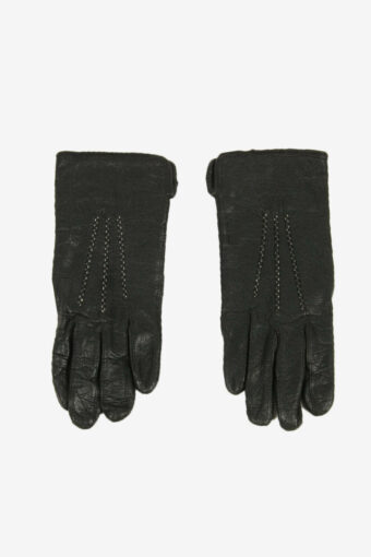 Vintage Leather Gloves Lined Warm Winter Casual Retro Black Size S