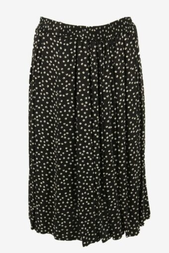 Vintage Long Skirt Patterned Elasticated Waist Retro 90s Black One Size