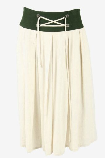Vintage Long Skirt Plain Adjustable Waist Retro 90s Beige Size UK 12