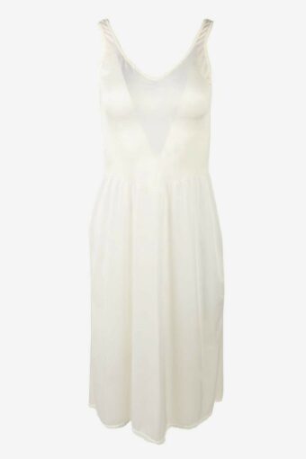 Vintage Sleeveless Slip Dress Satin Nightdress Retro 90s White Size S