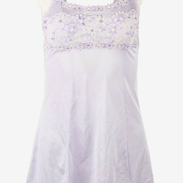 Vintage Spaghetti Strap Slip Dress Chemise Lace Nightdress 90s Purple S